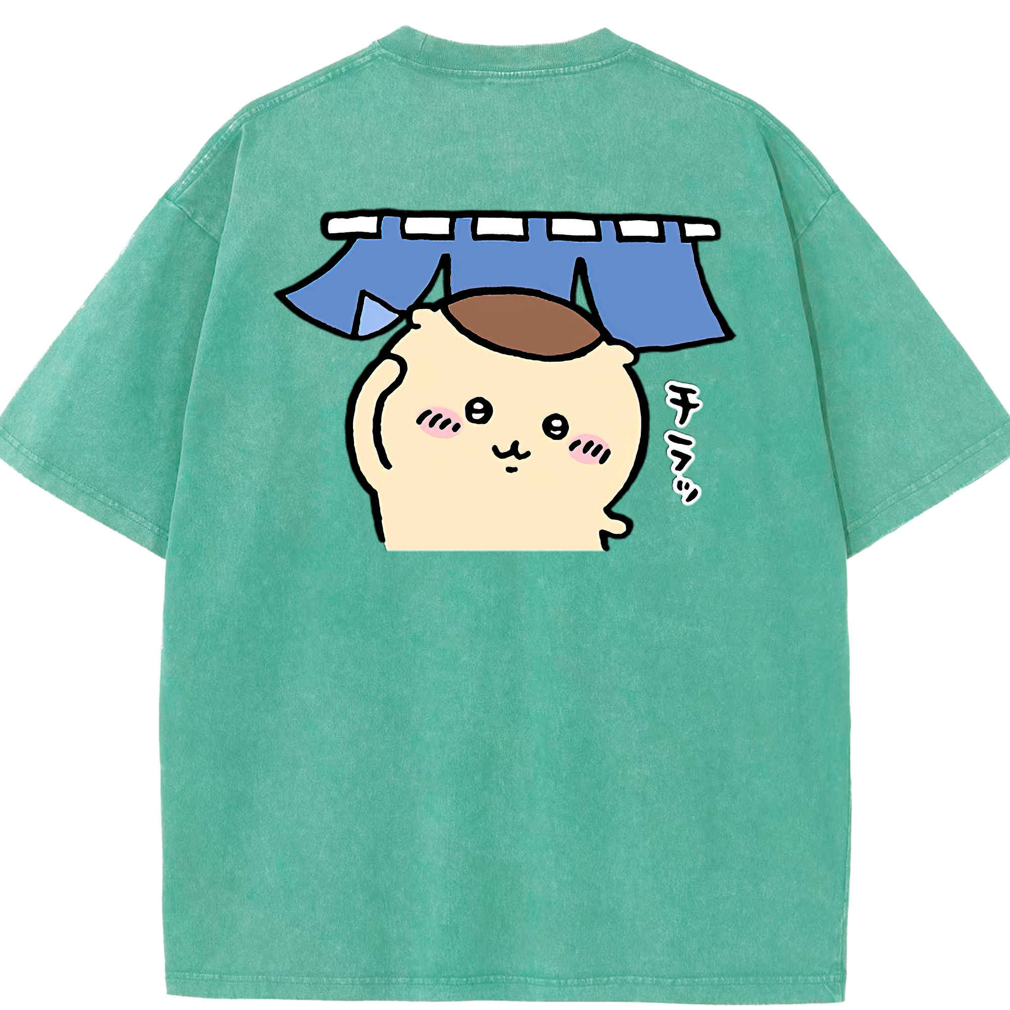 （画像用） ちいかわ くりまんじゅう Chii-kawa kuri manjū 綿100% ヴィンテージ風 半袖Tシャツ（背面プリント）